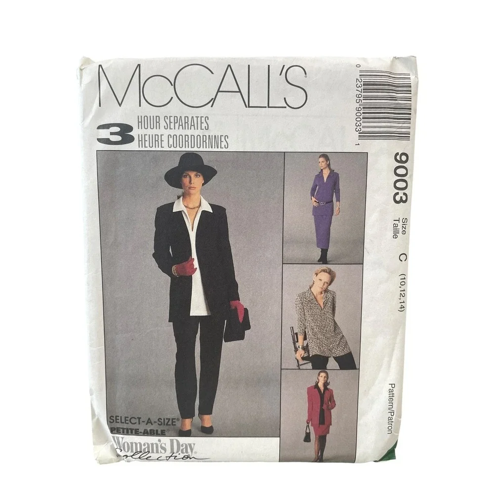 McCall's 9003 Sewing Pattern Women Size 10 12 14 Vintage 80s Separates Jacket